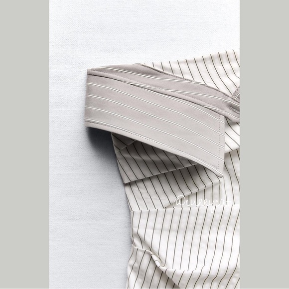 Zara NWT Striped Strapless Fold over Top - Picture 11 of 14